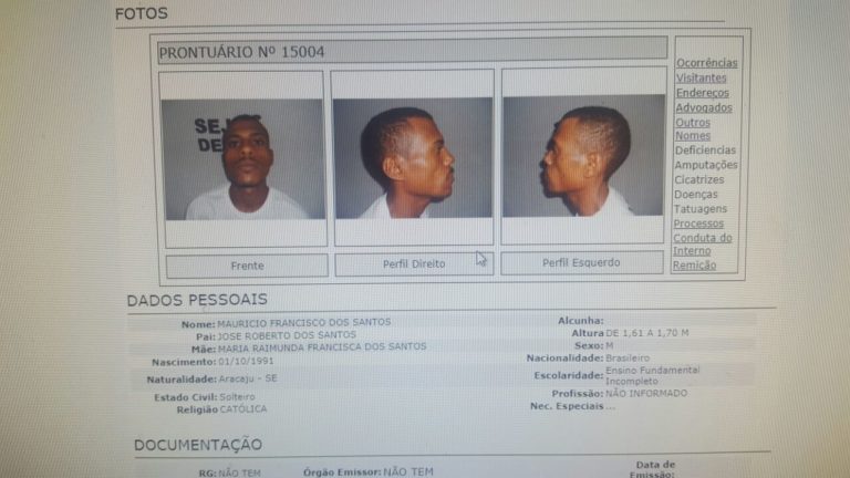 Fugitivo do Presídio de Glória é recapturado em Carmópolis