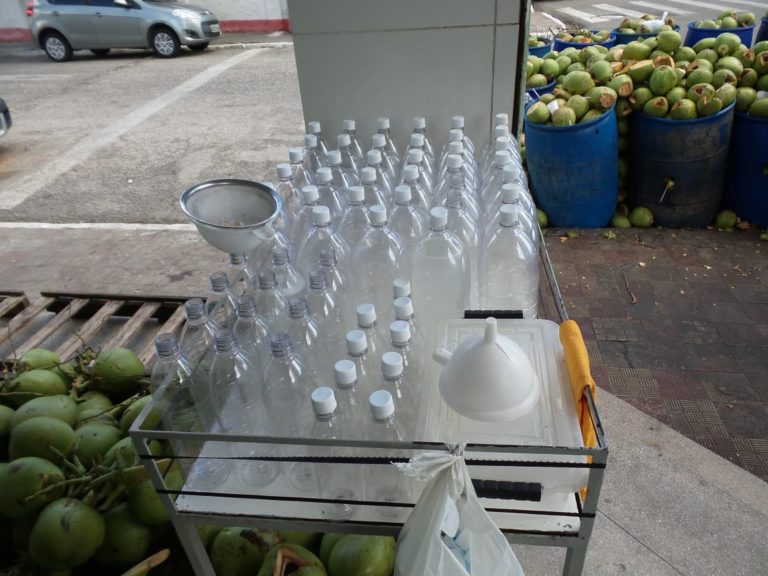 Vigilância fiscaliza venda de água de coco engarrafada