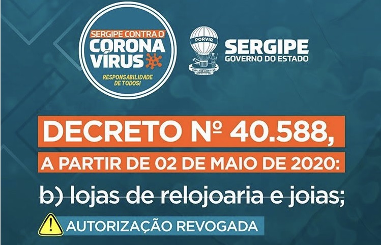 Governo suspende abertura de joalherias e relojoarias
