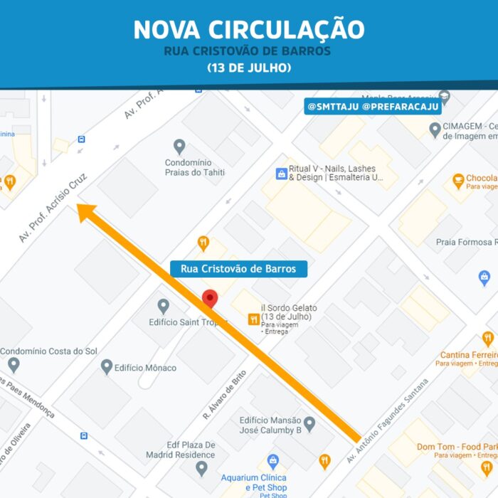 Rua Cristóvão de Barros muda de sentido a partir de hoje