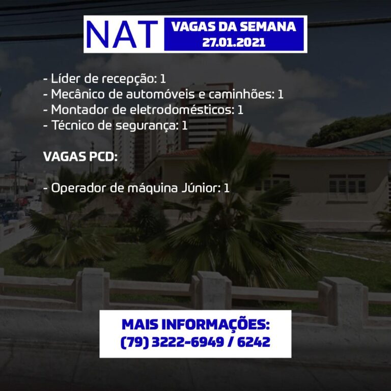 NAT oferta oportunidades de emprego