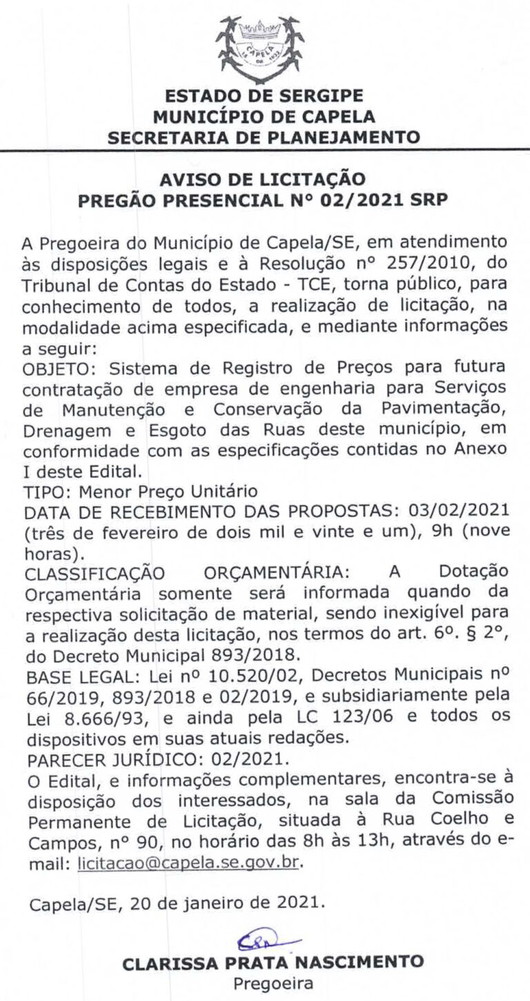 Aviso de Licitação