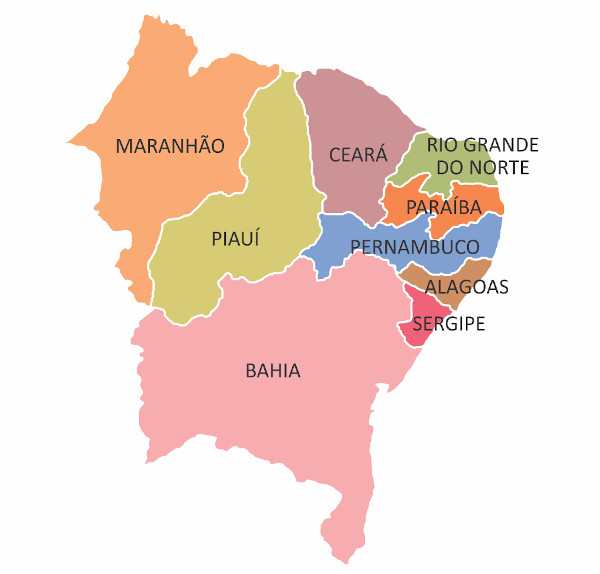 Mapa Nordeste Brasil