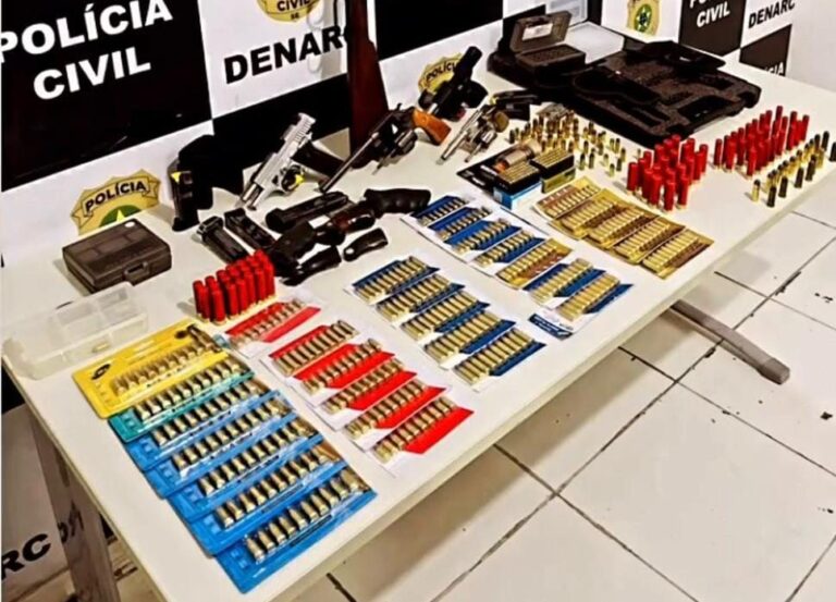 Operação do Denarc termina com dois presos e apreensão de centenas de munições e armas