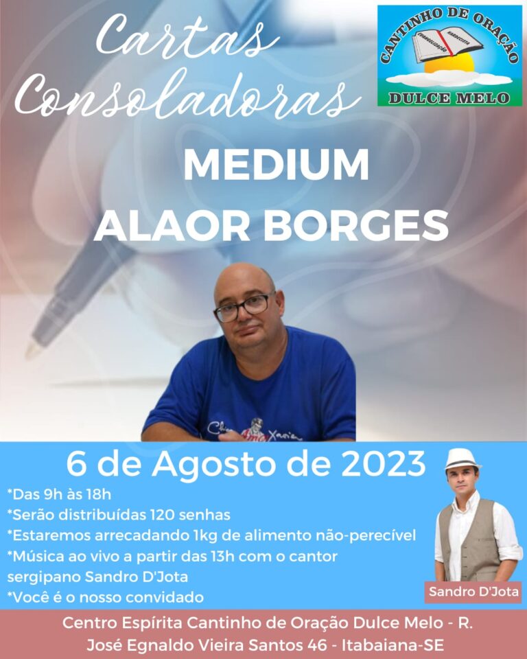 Sessão de psicografia com médium Alaor Borges acontecerá em Itabaiana