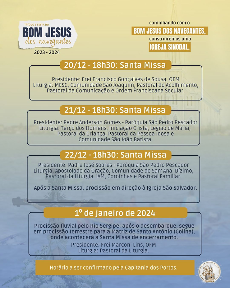 Confira a programação completa dos festejos de Bom Jesus dos Navegantes, em Aracaju