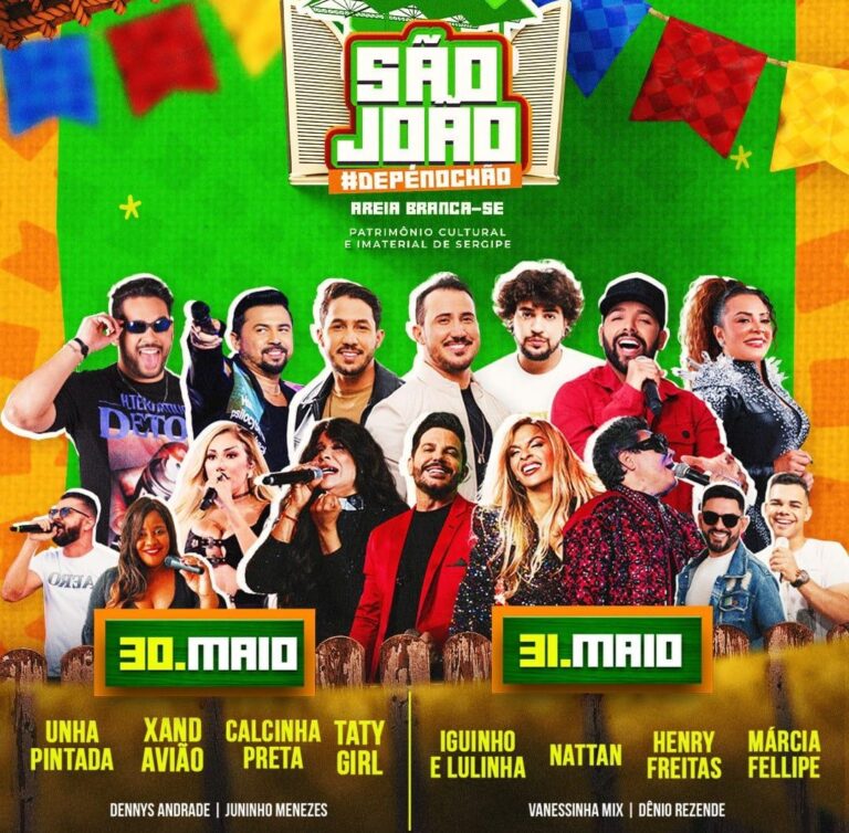 Confira programação completa dos festejos juninos no município sergipano de Areia Branca, que ocorrem nesta quinta (30) e sexta-feira (31)