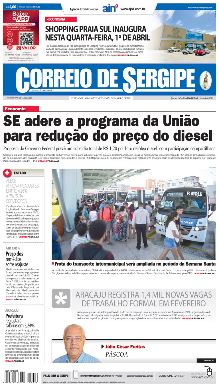 Correio de Sergipe – Edição: 06728 –  01-04-2026