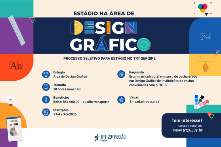 TRT-SE abre seleção para estágio em Design Gráfico com bolsa de R$ 1 mil