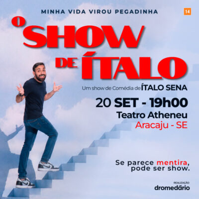 Humorista Ítalo Sena apresenta espetáculo em Aracaju neste domingo (20)
