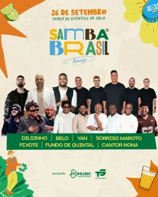 Samba Brasil Aracaju ocorre neste sábado (26), na Praça de Eventos da Orla da Atalaia