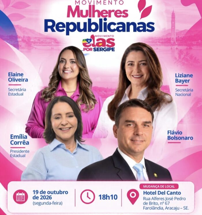 Lideranças femininas do Republicanos em Sergipe se reúnem na noite desta segunda-feira (19) por apoio a Flávio Bolsonaro